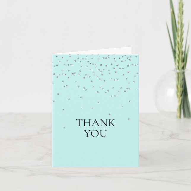 Mint Silver Confetti Thank You Card (Front)