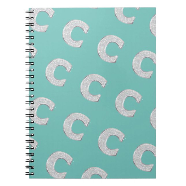 Mint Silver Letter C Notebook (Front)