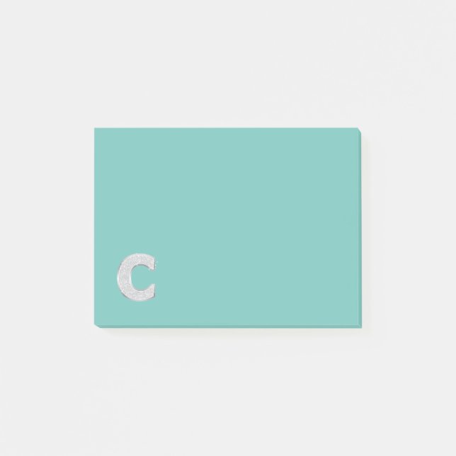 Mint Silver Letter C Post-it Notes (Front)
