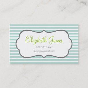 Mint Skinny Stripe Business Card