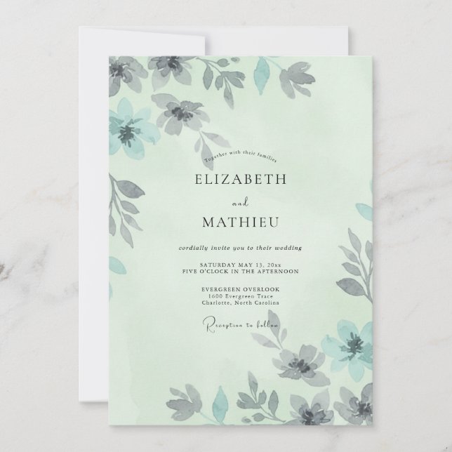 Mint Slate Painted Wedding Invitation (Front)