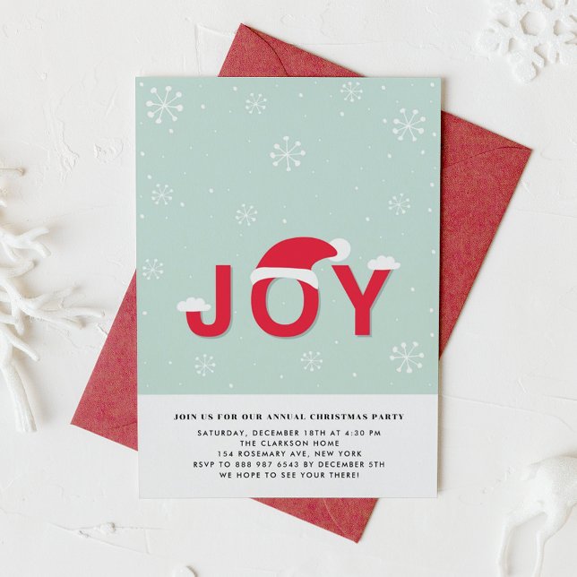 Mint Snow Joy Holiday Party Invitation (Creator Uploaded)