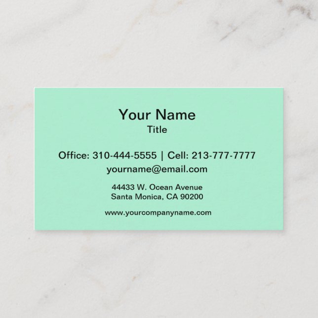 Mint Solid Colour Business Card (Back)