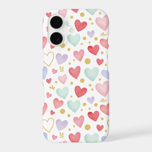 Mint Sorbet & Berry Pink Botanical Heart Pattern (Back)