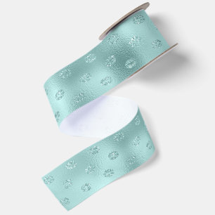 Mint Sparkle Lips XOXO Birthday Satin Ribbon