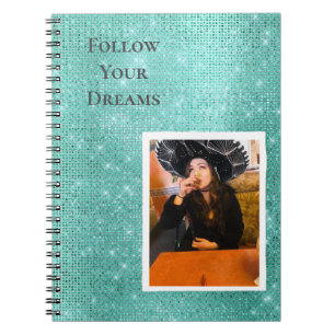 Mint Sparkle Your Photo Personalised Quote Notebook