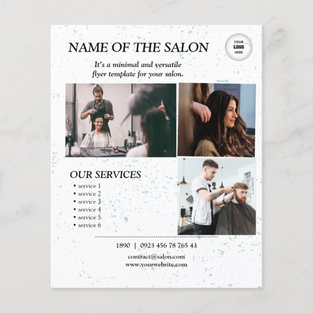 Mint Speckle Minimal Salon Flyer (Front)
