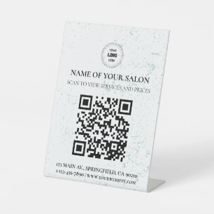 Mint Speckled QR Code Salon Services Sign