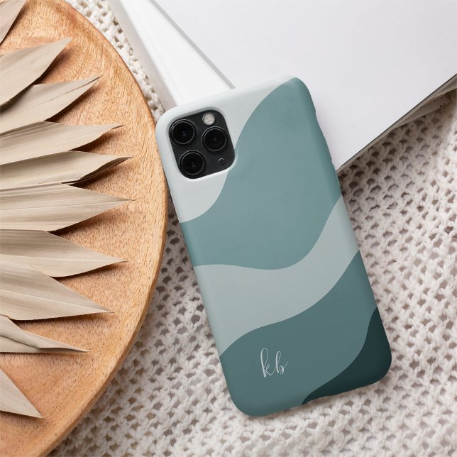 Mint & Spruce Boho Colour Flow Monogram iPhone 16 Case (Creator Uploaded)