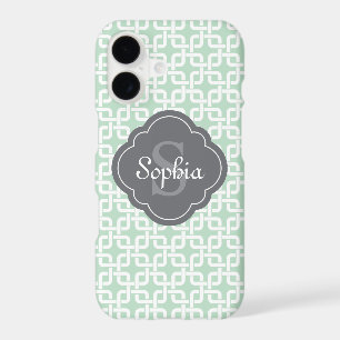 Mint Square Chain Pattern Grey Monogram