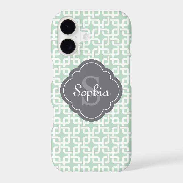 Mint Square Chain Pattern Grey Monogram (Back)