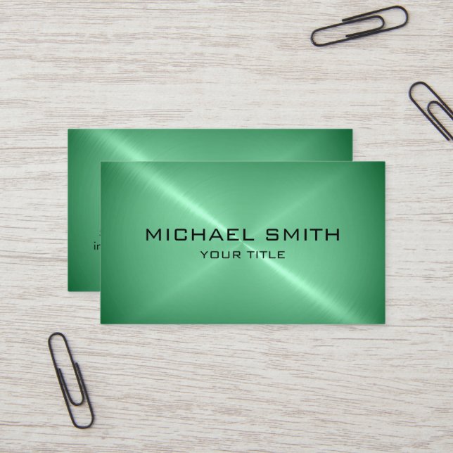 Mint Stainless Steel Metal Business Card (Front/Back In Situ)