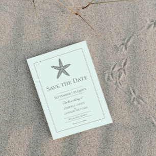 Mint Starfish Monogram Photo Save The Date