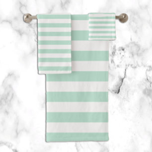 Mint Stripe Bath Towel Set