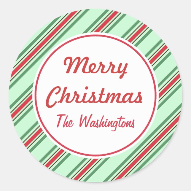 Mint Stripe Christmas Stickers (Front)