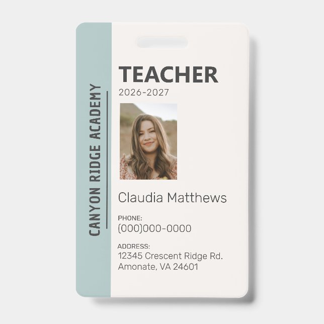 Mint Stripe Homeschool Educator ID Badge (Front)