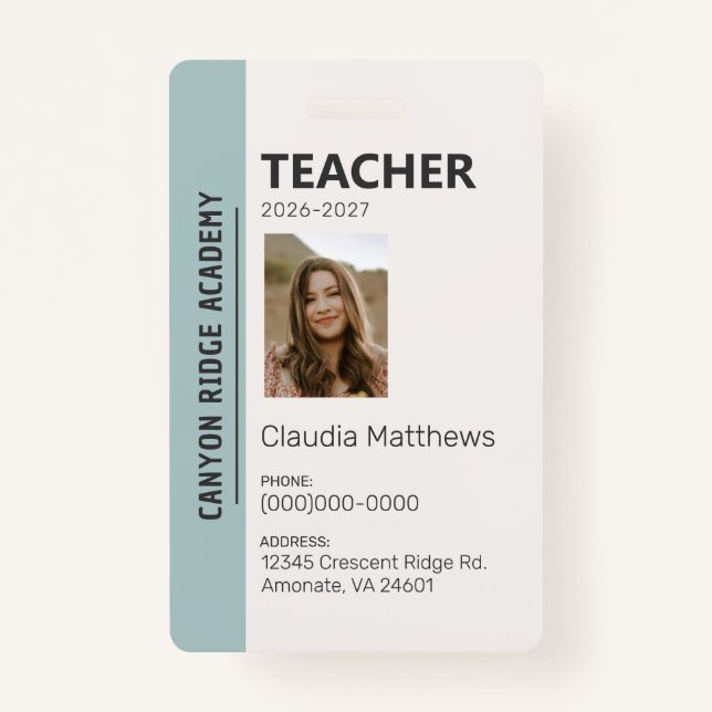 Mint Stripe Homeschool Educator ID Badge (Front)