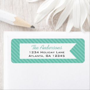 Mint Striped Merry Little Christmas Return Address Label