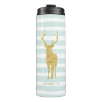 Mint Stripes and Gold Deer Head
