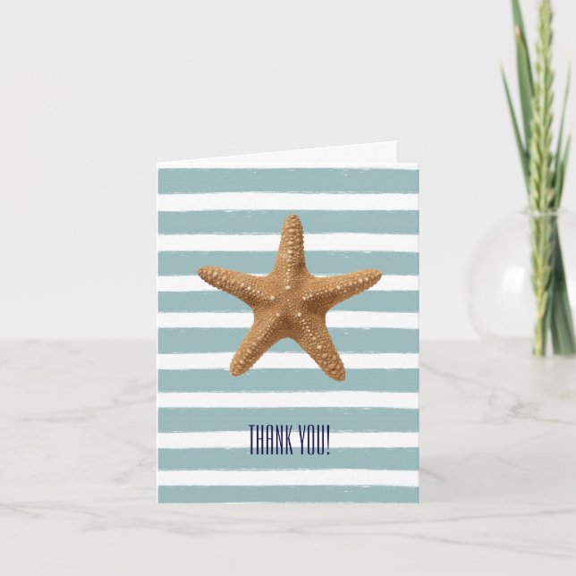 Mint Stripes Nautical Starfish Beach Thank You (Front)
