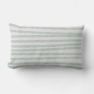 Mint Stripes Pastel Green Rustic Sketch Stripe Lumbar Cushion