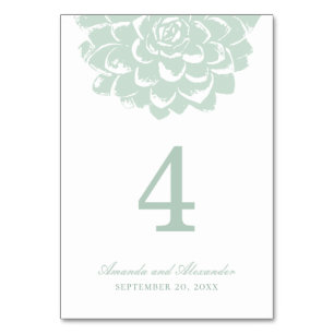 Mint succulent. Modern cactus wedding. Floral Table Number