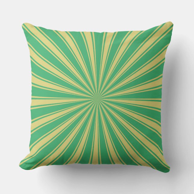 Mint Sun Funky Rays Retro Stripes Cushion (Front)
