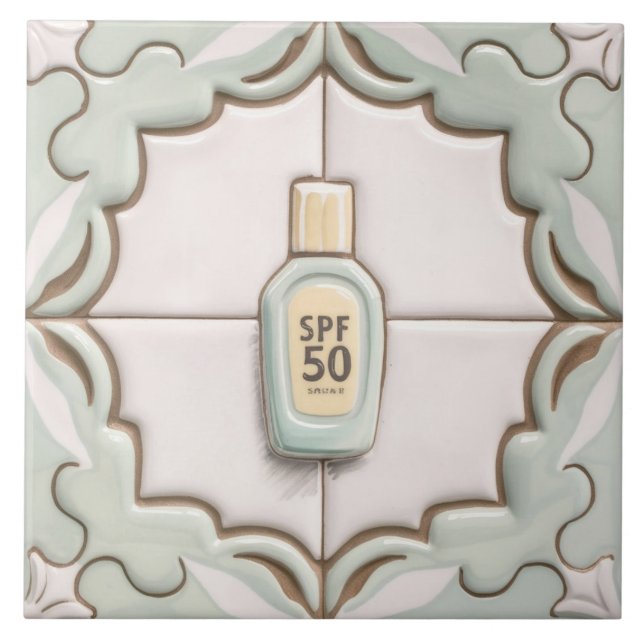 Mint Sunscreen Sun Screen Bottle Funny Bathroom Ceramic Tile (Front)