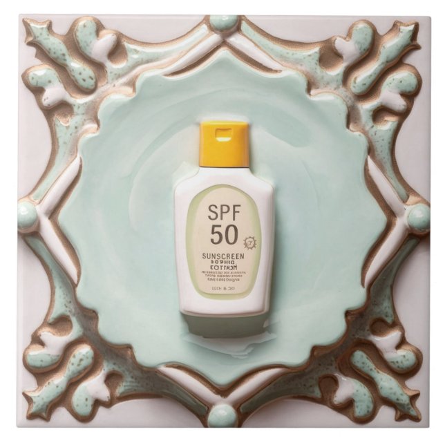 Mint Sunscreen Sun Screen Lotion Funny Bathroom Ceramic Tile (Front)