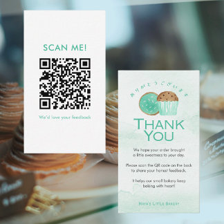 Mint Sweets Watercolor Leave a Review QR Code Business Card