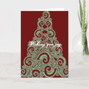 Mint Swirl Christmas Tree Holiday Card