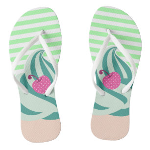 Mint Swirl Ice Cream Striped Cute Thongs