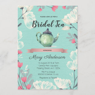 Mint Tea Party Bridal Shower Invitation