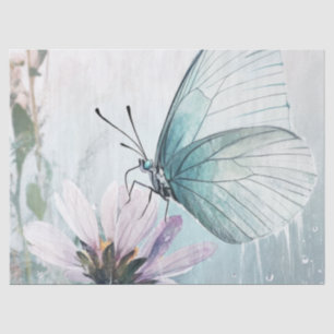 Mint Teal Butterfly Soft Pastel Floral Tissue Paper