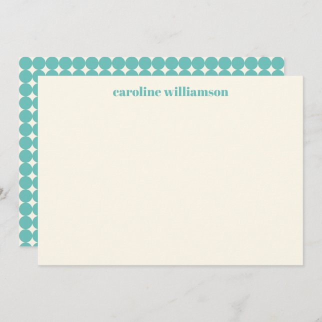 Mint Teal Geometric Dots Pattern Personalised Name Card (Front/Back)