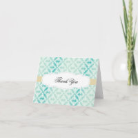Mint Teal Gold Damask Thank You