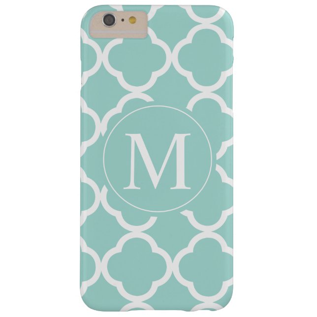 Mint Teal Pattern Monogram Case-Mate iPhone Case (Back)