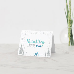 Mint, Teal & Silver Winter Wonderland Thank You Card