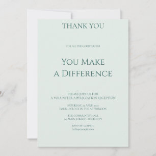 Mint Teal Thank You Volunteer Appreciation Recepti Invitation