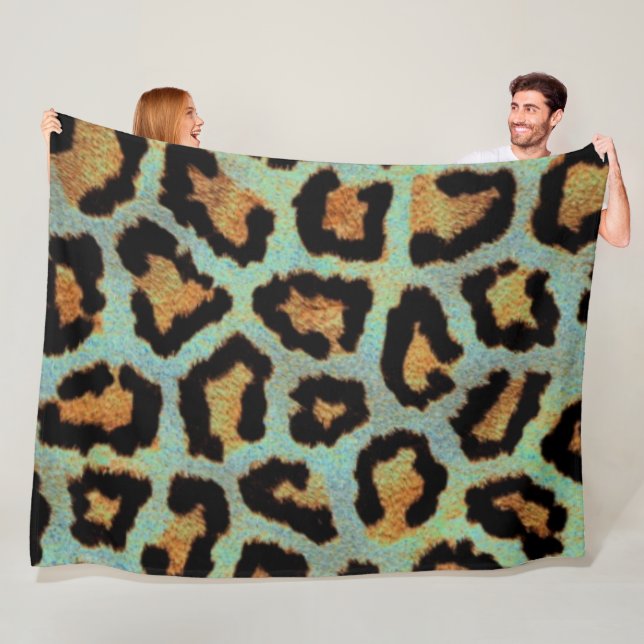Mint Tease me teal  Leopard print  Fleece Blanket (In Situ)