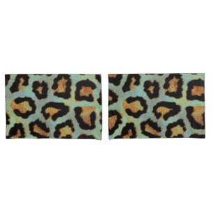 Mint Tease me teal Leopard print pillow cases