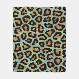 Mint Tease me teal  Leopard print style blanket