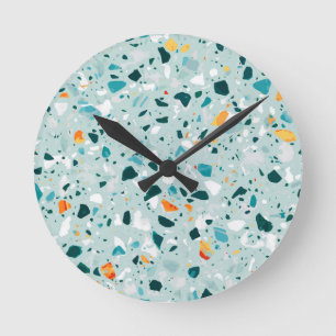 Mint Terrazzo Round Clock