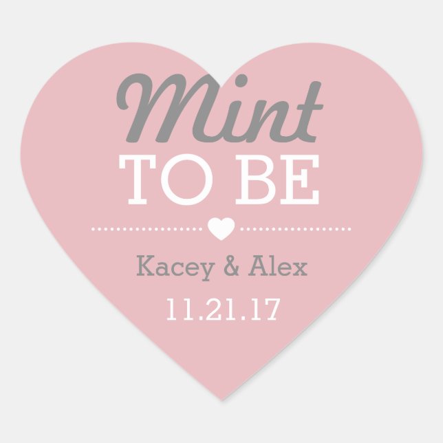 Mint To Be Heart Stickers Wedding Favours (Front)