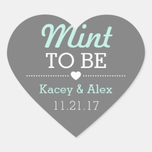 Mint To Be Heart Stickers Wedding Favours