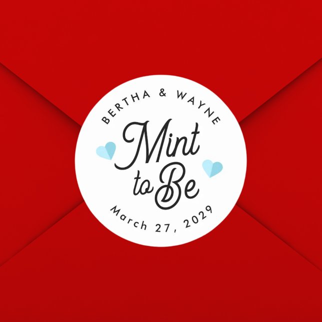 Mint to Be Modern Personalised Favour Classic Round Sticker (Creator Uploaded)