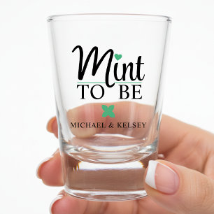 Mint to Be Newlywed Couple Wedding Bridal Shower Shot Glass