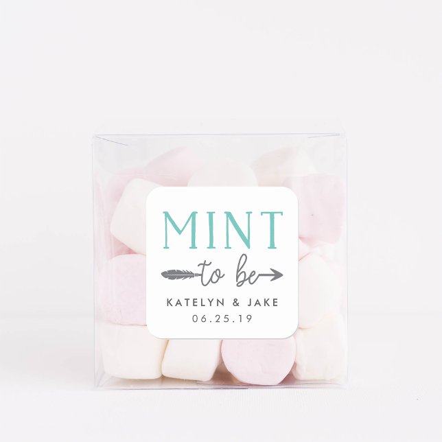 Mint to Be | Personalised Wedding Favour Square Sticker (Creator Uploaded)