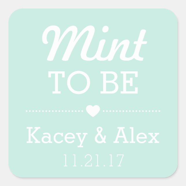 Mint To Be Stickers Wedding Favours (Front)