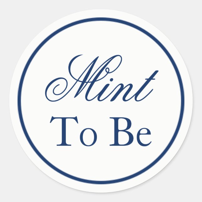 "Mint to Be" Wedding Favour Sticker - Navy (Front)